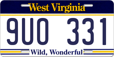 WV license plate 9UO331