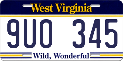 WV license plate 9UO345