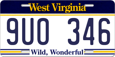 WV license plate 9UO346