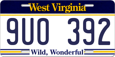 WV license plate 9UO392