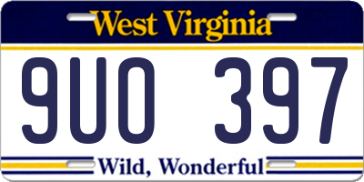WV license plate 9UO397