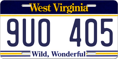 WV license plate 9UO405
