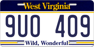 WV license plate 9UO409