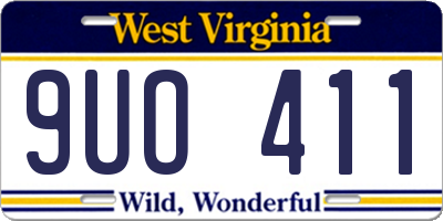 WV license plate 9UO411