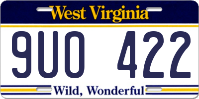 WV license plate 9UO422