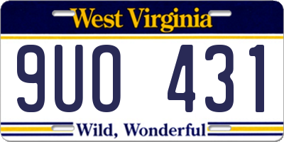 WV license plate 9UO431
