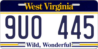 WV license plate 9UO445