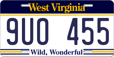 WV license plate 9UO455