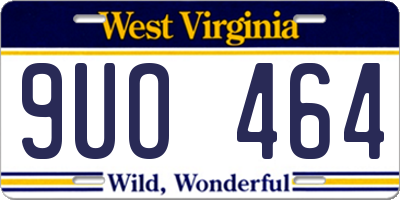 WV license plate 9UO464