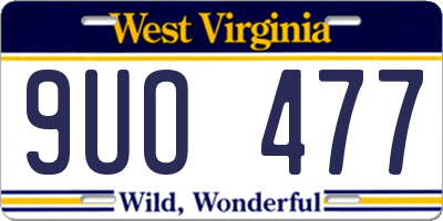 WV license plate 9UO477