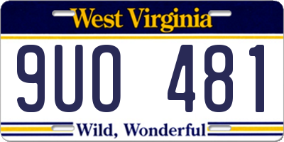 WV license plate 9UO481