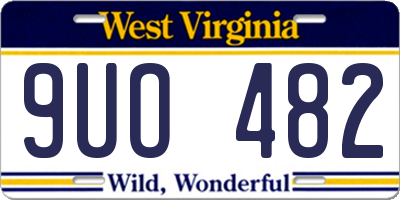 WV license plate 9UO482