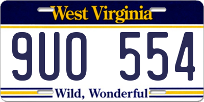 WV license plate 9UO554
