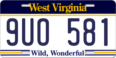 WV license plate 9UO581