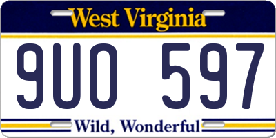 WV license plate 9UO597