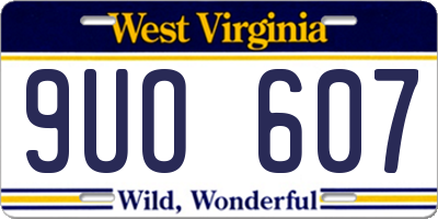 WV license plate 9UO607