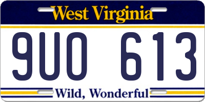 WV license plate 9UO613