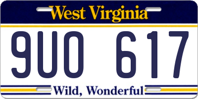 WV license plate 9UO617
