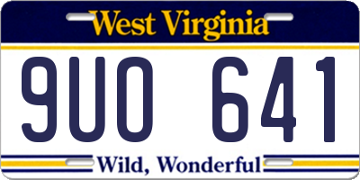 WV license plate 9UO641
