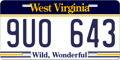 WV license plate 9UO643