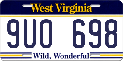 WV license plate 9UO698