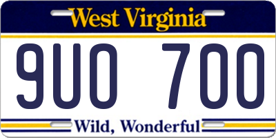 WV license plate 9UO700