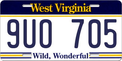 WV license plate 9UO705