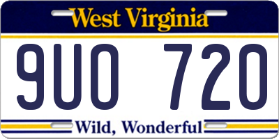 WV license plate 9UO720