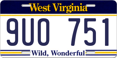 WV license plate 9UO751