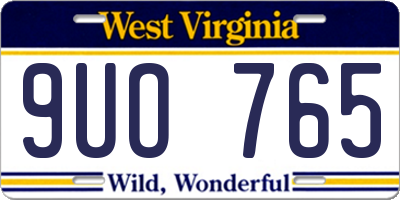 WV license plate 9UO765