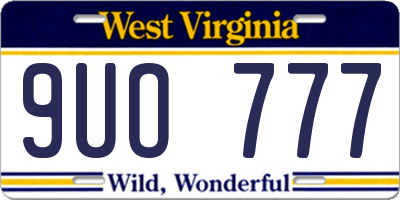 WV license plate 9UO777