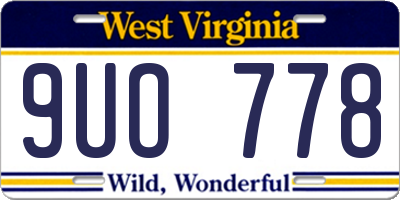 WV license plate 9UO778