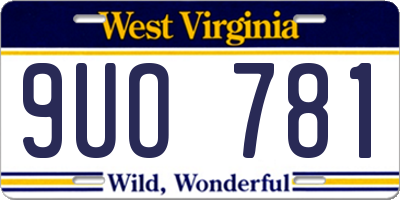 WV license plate 9UO781