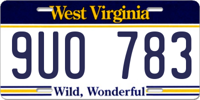 WV license plate 9UO783
