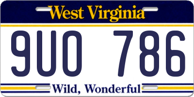 WV license plate 9UO786