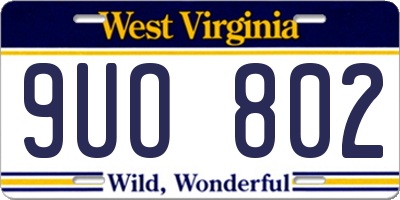 WV license plate 9UO802
