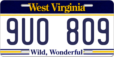 WV license plate 9UO809
