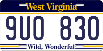 WV license plate 9UO830