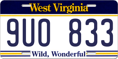 WV license plate 9UO833