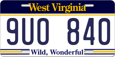 WV license plate 9UO840