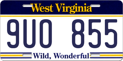 WV license plate 9UO855