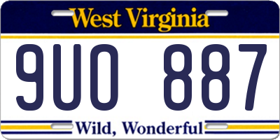 WV license plate 9UO887
