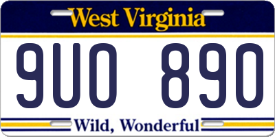 WV license plate 9UO890