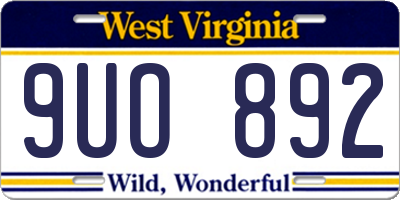 WV license plate 9UO892