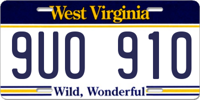 WV license plate 9UO910
