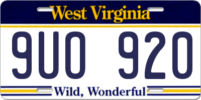 WV license plate 9UO920