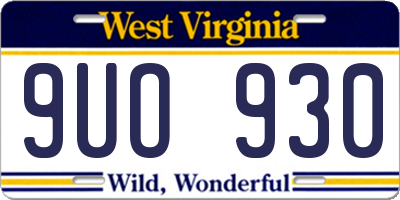 WV license plate 9UO930