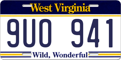 WV license plate 9UO941