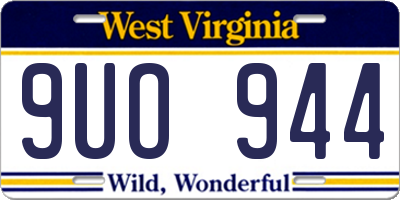 WV license plate 9UO944