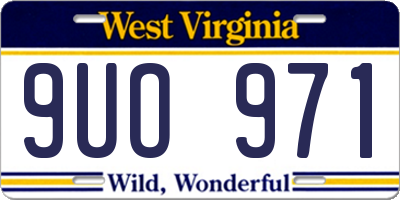 WV license plate 9UO971
